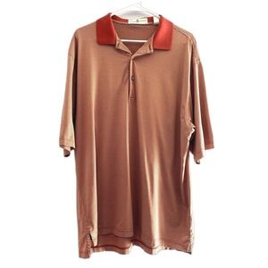 Fairway & Greene Short Sleeve Golf Polo Two Tone Orange Stripe Cotton Size XL‎